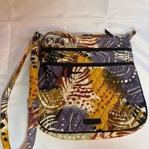 Vera Bradley Quilted Triple Zip Hipster “Painted Feathers” Crossbody Bag
